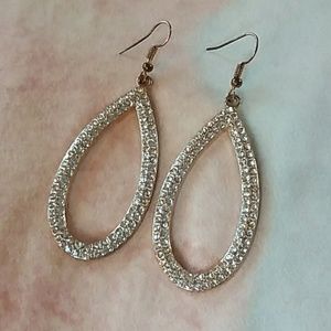 Gold & Diamond tear drop earrings NWOT